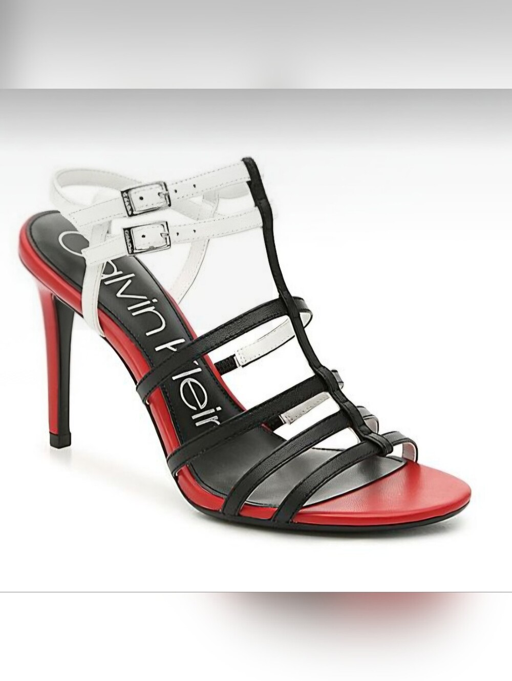 Calvin Klein Red, White, & Black Strappy Sandals